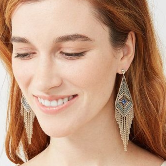 :: S&D Gold Aiyana Fringe Chandeliers Earrings - Picture 5 of 8